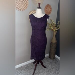 Connected Apparel Deep Purple, Festive Midi Dress, Womens size 12